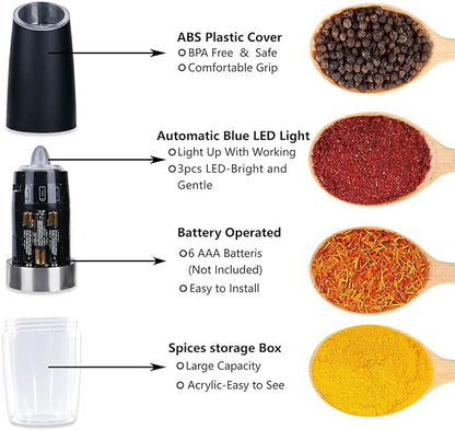 Molino Eléctrico Para Especias Sal Pimienta Por Gravedad Led x1